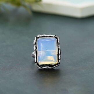 Arts Crystal Products Natural Labradorite Ring Set for Women,Vintage Joint Knuckle Stackable Rings Oval Gemstone Ring